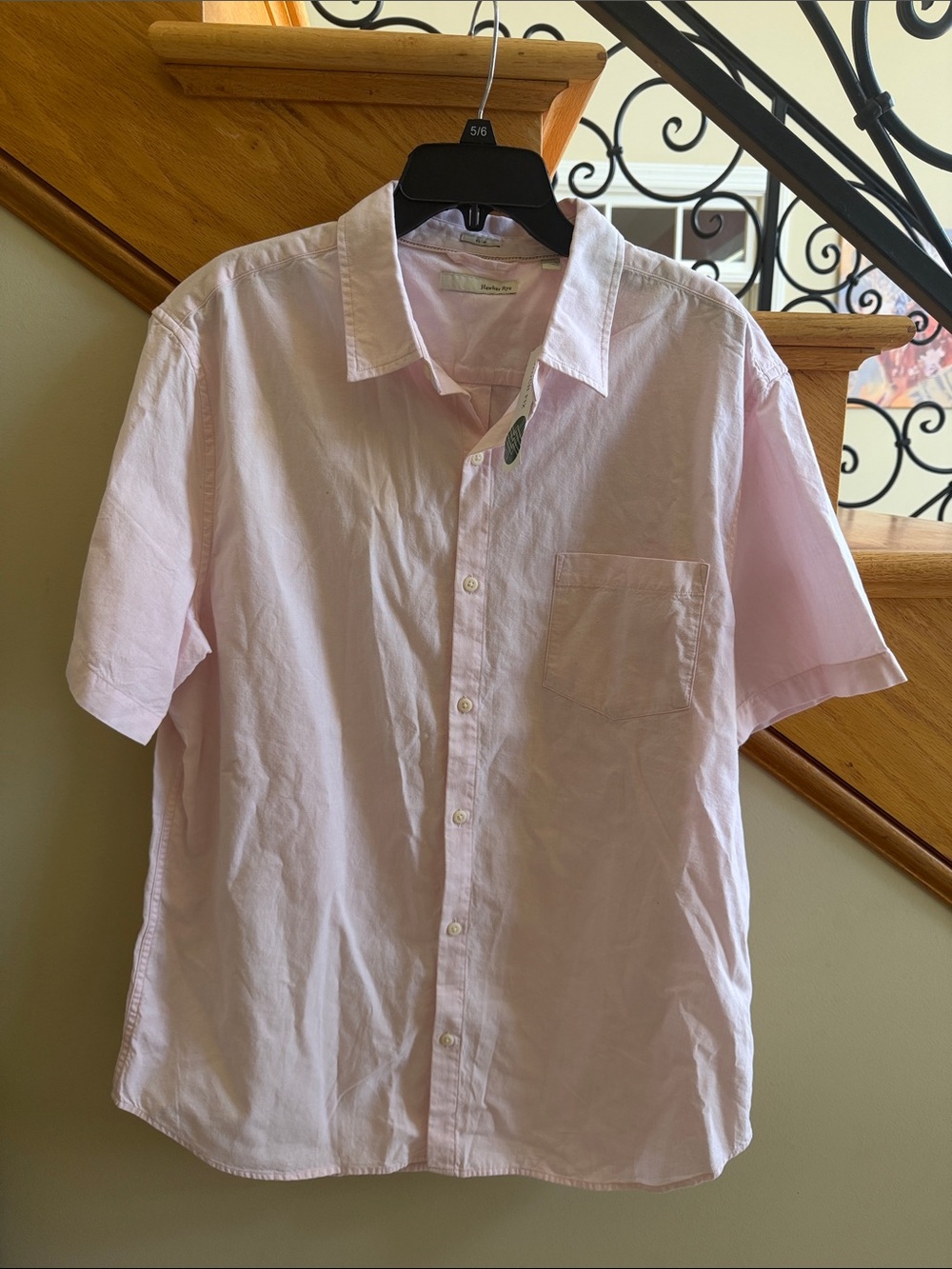 Men's Short Sleeve Casual Button-Up Shirt - Light Pink Size XL Slim New With Tag